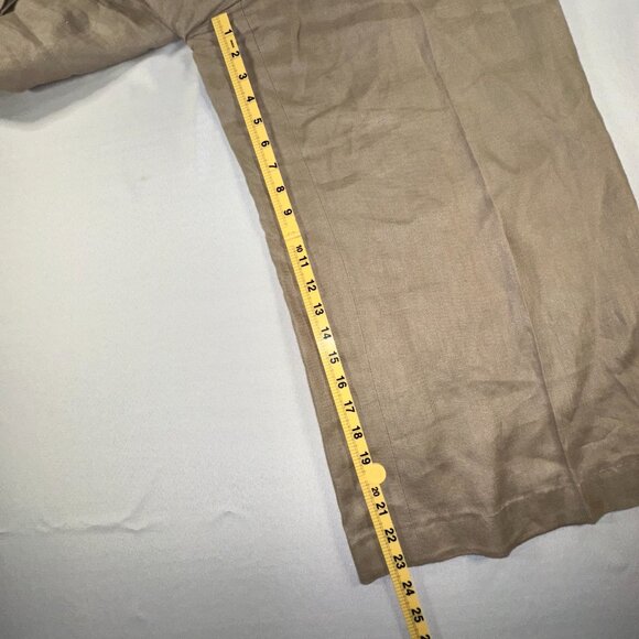 Lafayette 148 NYC - 100% Linen Cropped Palazzo Pants Khaki Tan Sz 10 MSRP $1298 - Picture 8 of 12